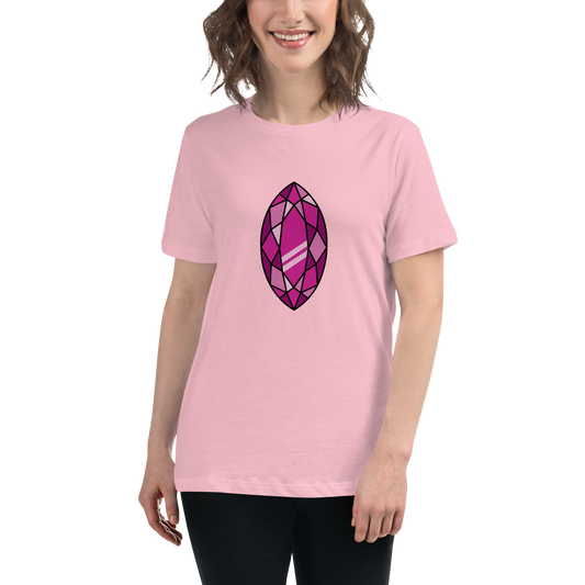 Women's Relaxed T-shirt - Diamonds & stones - Tear shaped gem pink