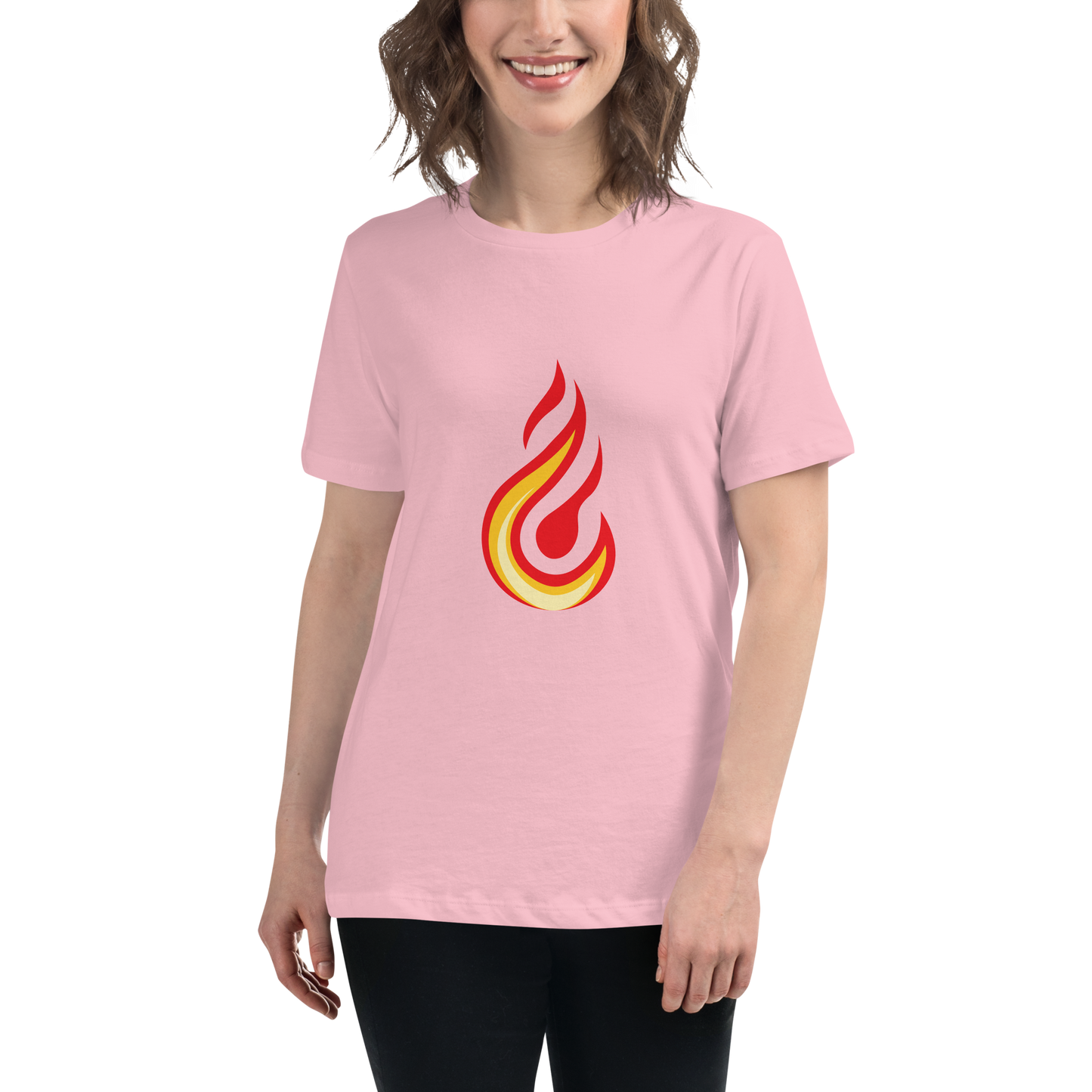 Women's Relaxed T-shirt - Flames & fire - Clean yellow, orange and red flame