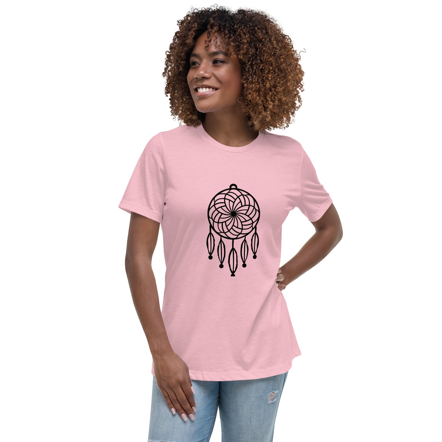 Women's Relaxed T-shirt - Dream catchers - Dream catcher with five feathers