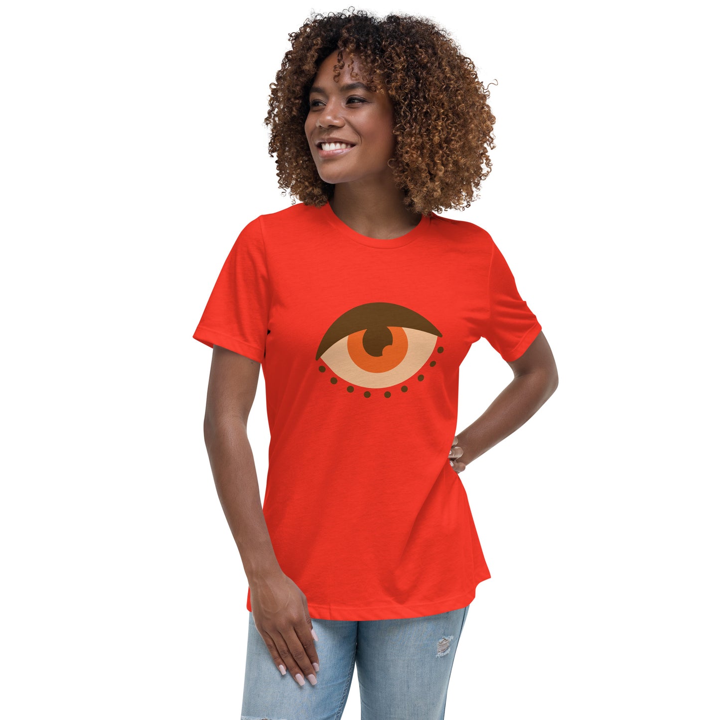 Women's Relaxed T-shirt - Colorful eyes - Brown beige eye