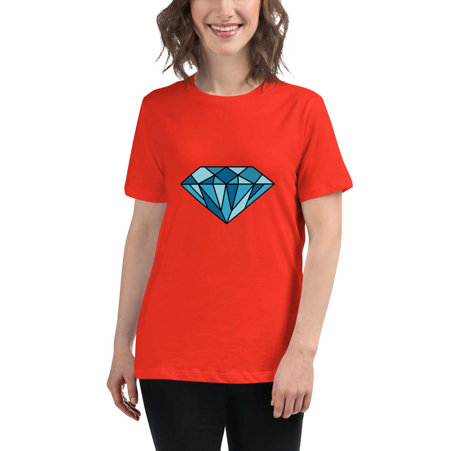 Women's Relaxed T-shirt - Diamonds & stones - Blue diamonds