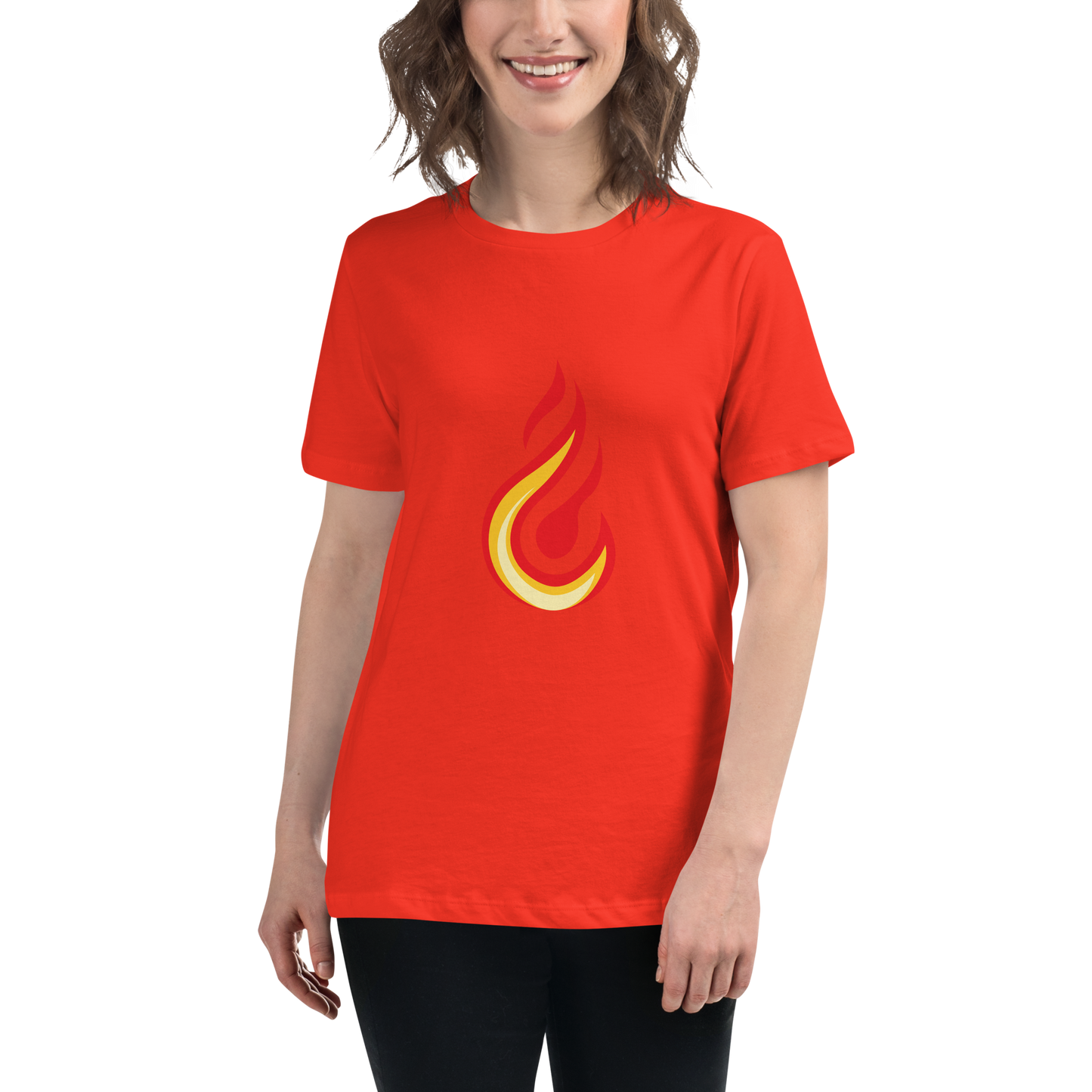 Women's Relaxed T-shirt - Flames & fire - Clean yellow, orange and red flame