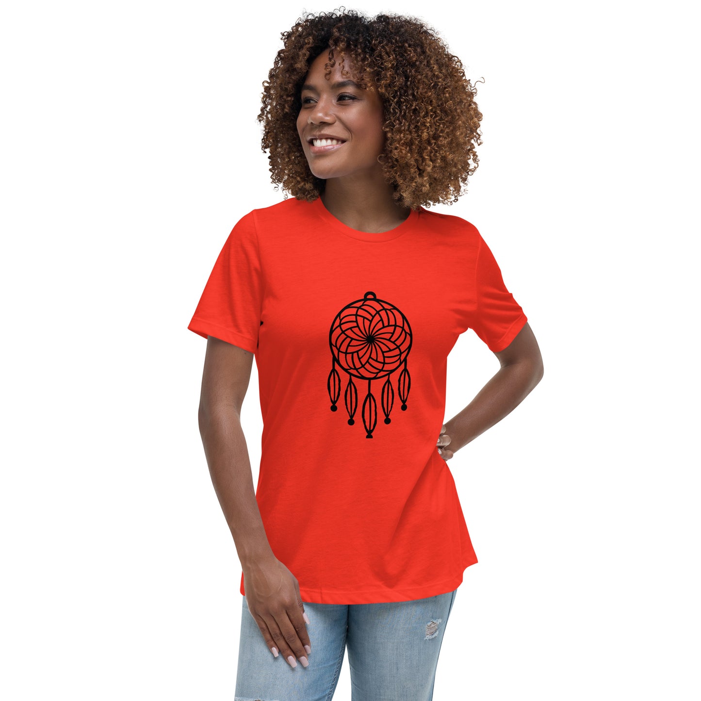 Women's Relaxed T-shirt - Dream catchers - Dream catcher with five feathers